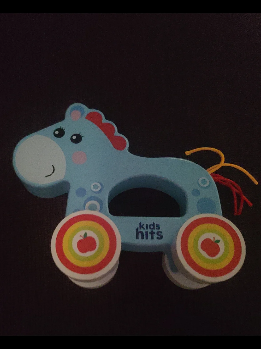 Kids Hits Blue Pull-Along Pony Toy with Rainbow Wheels